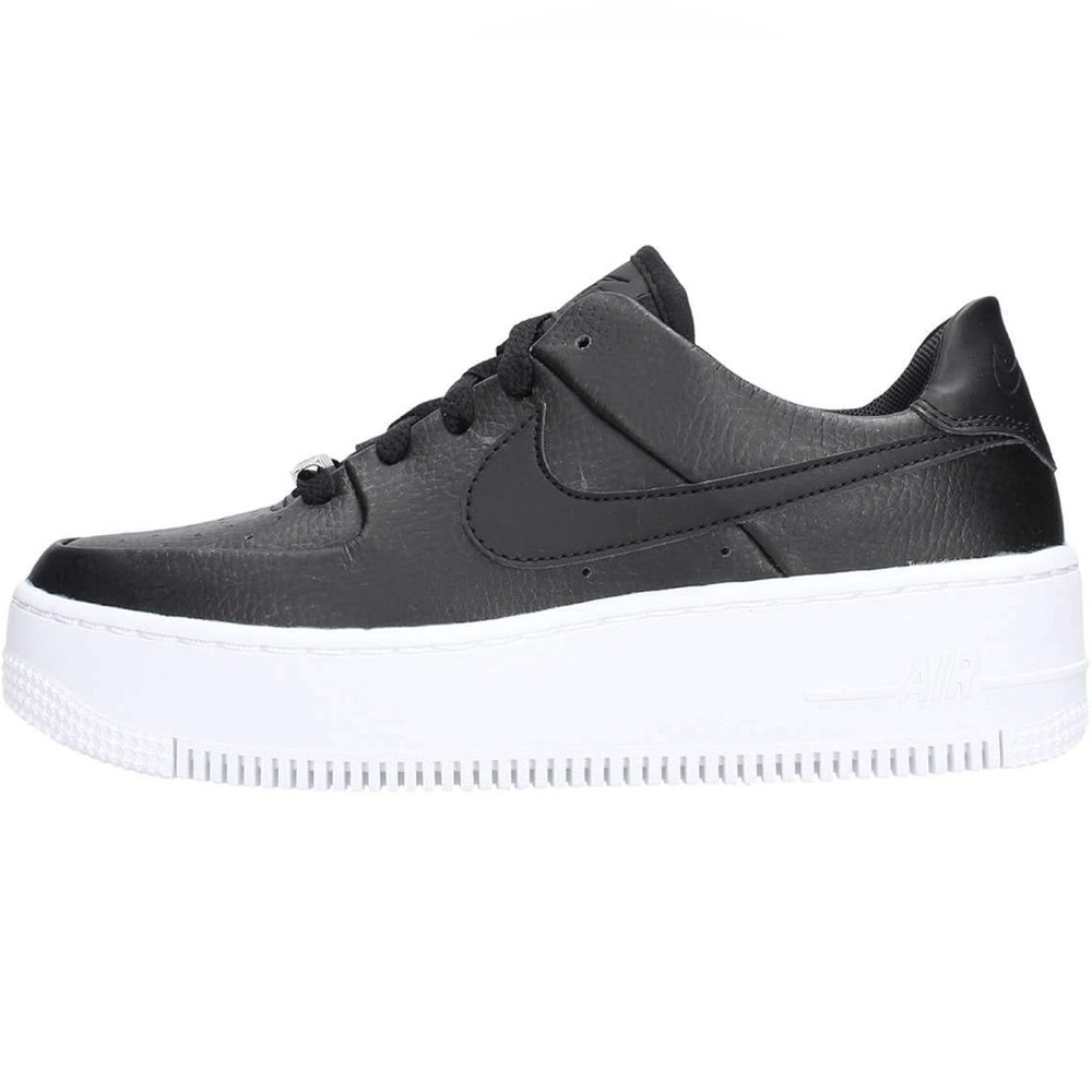 Nike Women’s Black Leather Platform Sneakers with White Sole